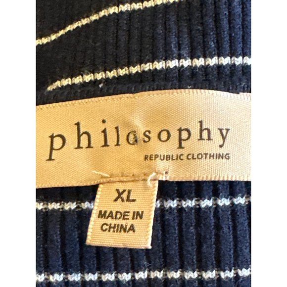Philosophy Republic Clothing Blend V Neck Striped Navy Blue Cardigan Sweater XL - Picture 9 of 10